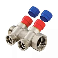 Коллектор с вент. 2 вых. х 1х 1/2 НР никель (1/24) VALFEX VF.560.N.0602