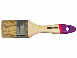 Кисть плоская KRAFOR 2.5"/63мм светлая натуральная щетина 004-0025/49214