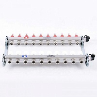 Коллекторный блок 10 выходов х 1х 3/4 EUROKONUS с расходомером из нержавеющей стали UNI-FITT 32415S060510